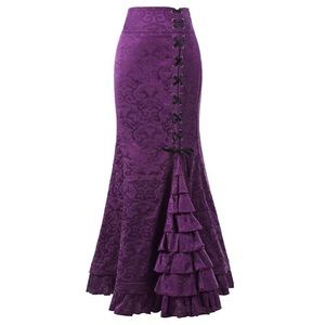 Belle Poque Size 6 Womens Purple Steam-Punk Retro Ruffle Fishtail Skirt